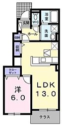 カーサフェリーチェB 1LDKの間取図画像