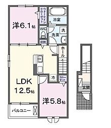 丸亀市天満町2丁目アパート 2LDKの間取図画像