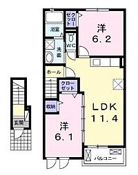ポムドテールT1 2LDKの間取図画像