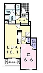 フェリーチェ六条B 1LDKの間取図画像