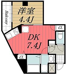 JR内房線 本千葉駅 徒歩3分の賃貸マンション 4階1DKの間取り