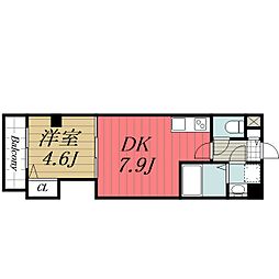 JR内房線 本千葉駅 徒歩3分の賃貸マンション 4階1DKの間取り