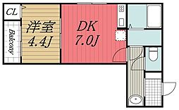 JR内房線 本千葉駅 徒歩4分の賃貸アパート 3階1DKの間取り