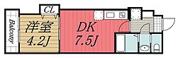 JR内房線 本千葉駅 徒歩4分の賃貸マンション 2階1DKの間取り