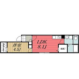 JR内房線 本千葉駅 徒歩2分の賃貸アパート 2階1LDKの間取り