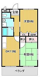 アーバン館 2DKの間取図画像