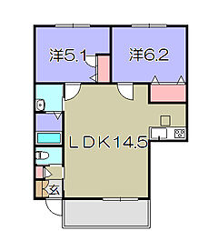 シエル・アクーユ 2LDKの間取図画像