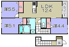 リッツコモド  ｜ 滋賀県東近江市建部瓦屋寺町（賃貸アパート3LDK・2階・63.15㎡） その2