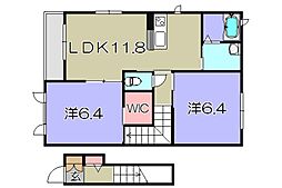 リヴェール・コモド 2LDKの間取図画像