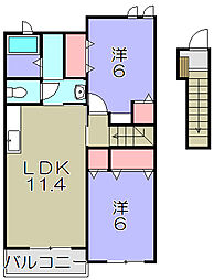 プログレス1番館 2LDKの間取図画像