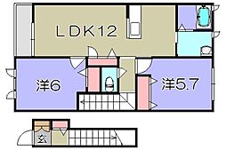 ヴェールヴィル八日市 2LDKの間取図画像
