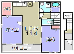 コーポ勢多七番館 2LDKの間取図画像