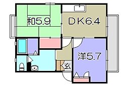 スワニーA 2DKの間取図画像