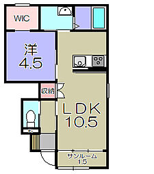 グッドライフステージ後三条A 1階1LDKの間取り