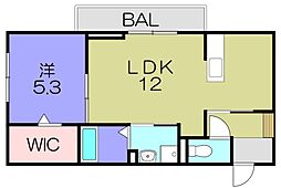 Dレジデンス東近江 1LDKの間取図画像