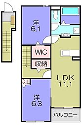バンブ- オン 2LDKの間取図画像