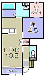 東近江市中小路町アパート 1LDKの間取図画像