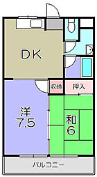 川崎マンション弐番館 2DKの間取図画像