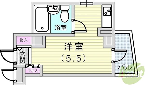 ライオンズマンション神戸 412｜兵庫県神戸市中央区古湊通1丁目(賃貸マンション1R・4階・14.56㎡)の写真 その2