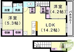 サンピエール 2階2LDKの間取り