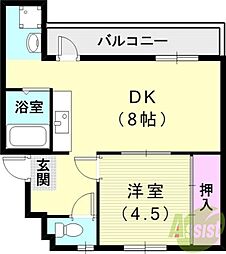 ドミールサニー緑町1号棟 1DKの間取図画像