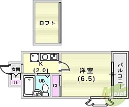 ハーバーコート神戸 1Kの間取図画像