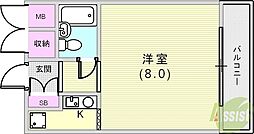 ライオンズマンション神戸西元町 ワンルームの間取図画像