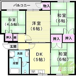 ひよどり台2団地16号棟 4DKの間取図画像