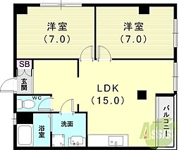 シャルマンコーポ鈴蘭台 2LDKの間取図画像
