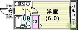 エスリード神戸 1Kの間取図画像
