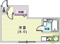 フラワーマンション ワンルームの間取図画像