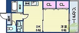 パルメゾン北町 1DKの間取図画像