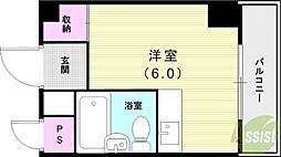 シャトー第7神戸 ワンルームの間取図画像