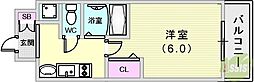 プレサンス神戸裁判所前デリシア 1Kの間取図画像