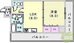 パシフィック神戸桜筋北館 1LDKの間取図画像