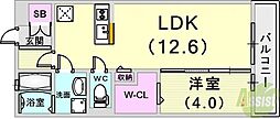 オブ・ヴィラージュ 1LDKの間取図画像