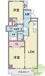 ミリオンベル神戸 2LDKの間取図画像