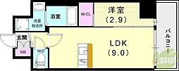 スワンズシティ神戸湊川II 1LDKの間取図画像