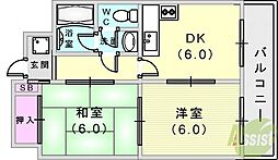 とれぞーる神戸の森 2DKの間取図画像