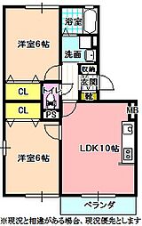 ロイヤルコート大瀬木1 2LDKの間取図画像