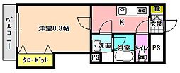 ガーデンハイム樗二番館 1Kの間取図画像
