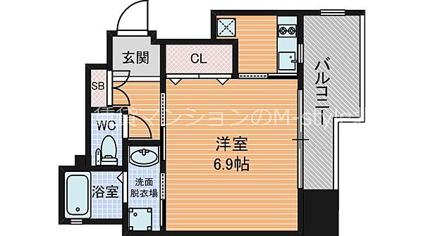 エイペックス大阪城西 ｜大阪府大阪市中央区釣鐘町２丁目(賃貸マンション1K・6階・24.97㎡)の写真 その2