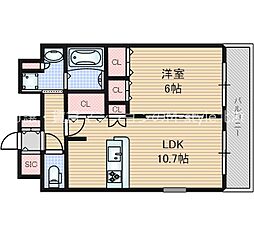 プレサンス三宮ルミネス 1LDKの間取図画像