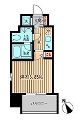 レジディア大森 3階1Kの間取り