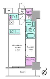 アーバネックス日本橋茅場町 1LDKの間取図画像