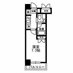 レジディア月島3 1Kの間取図画像