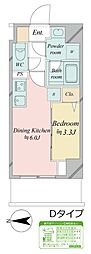 ドゥーエ王子神谷 1DKの間取図画像