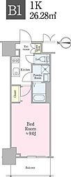 クロスレジデンス飯田橋 1Kの間取図画像