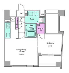 レジディア恵比寿南 1LDKの間取図画像