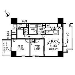 レジディア町屋 2LDKの間取図画像
